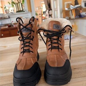 UGG Brown and Black Lace-Up Boots